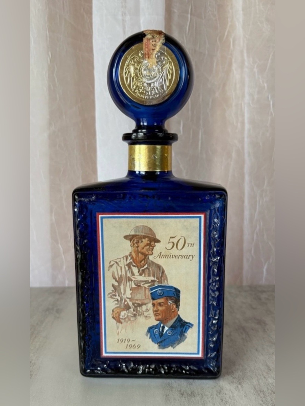 J.W. Dant American Legion 50th Anniversary Commemorative Empty Bourbon Bottle